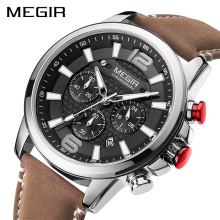 Megir 2156 Sport Chrongoraph Quartz Watch Relogio Masculino Leather Analog Men's Wristwatches